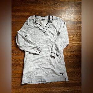 Puma V Neck Sweater Mini Athletic Dress Gray Size Small